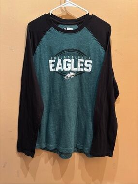 NFL Philadelphia Eagles Long Sleeve Raglan Tee - Midnight Green & Black XL